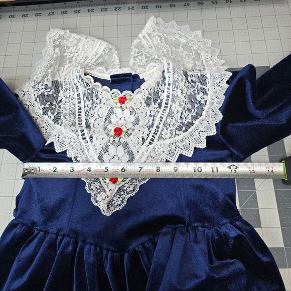 VTG Cuddle Teen Girl 6 Dress Velour Lace Long Sleeve Coquette Cottage Christmas - Picture 5 of 9